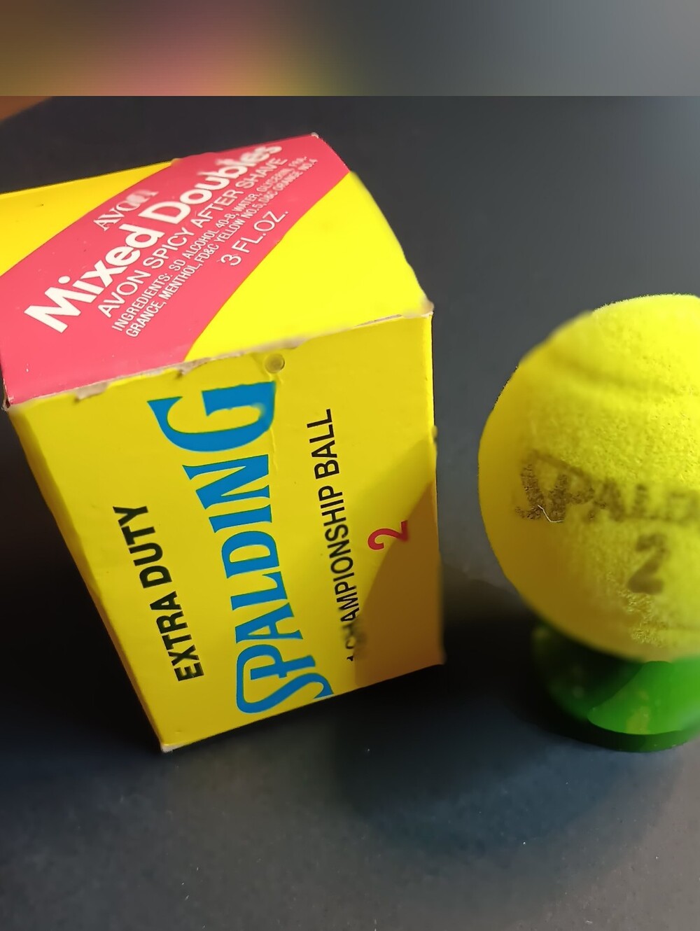 Avon Vintage Spalding Bright Yellow Extra Duty Tennis Ball After Shave with Box